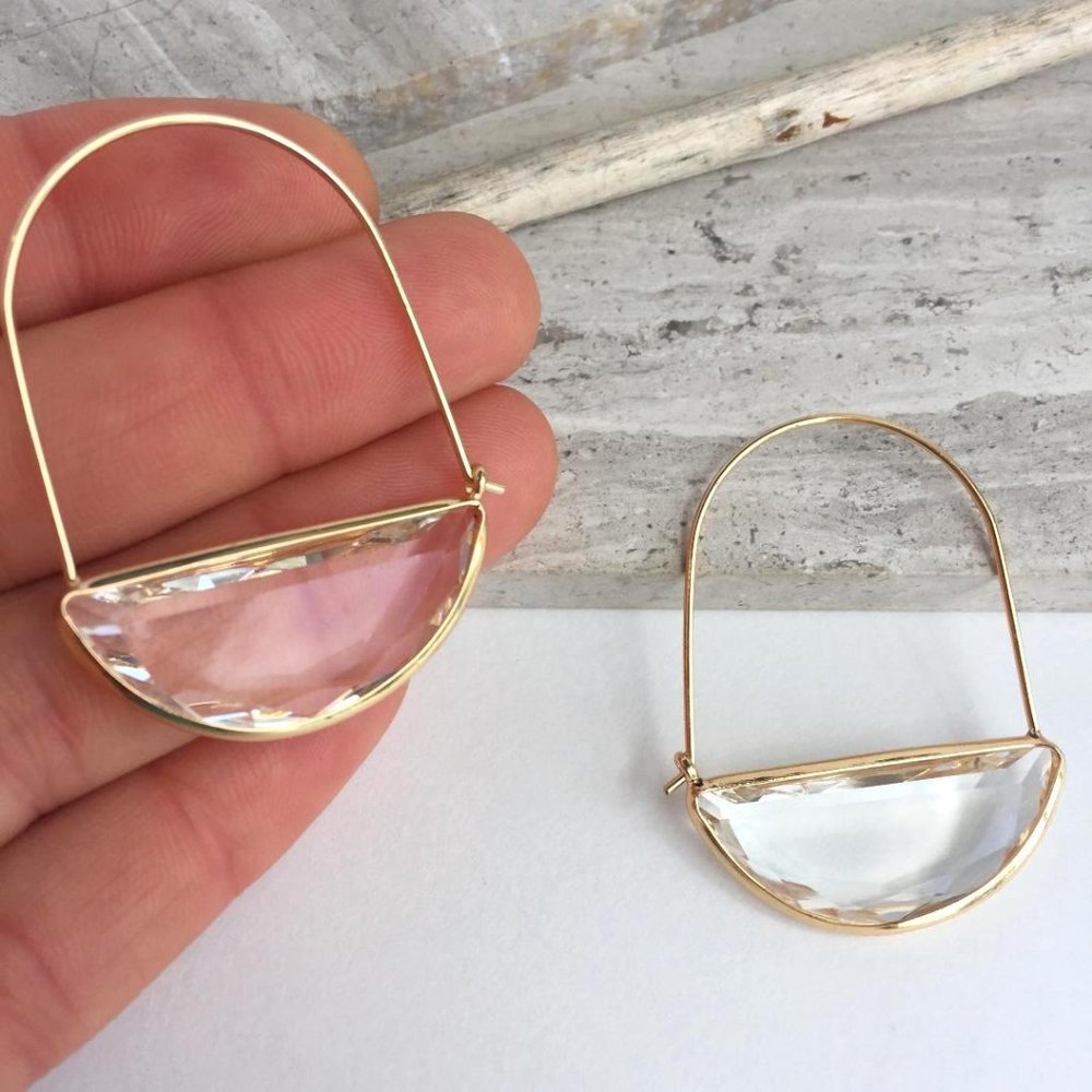 Anthropologie Crescent Hoop Earrings — NEW — Clear - Picture 6 of 6
